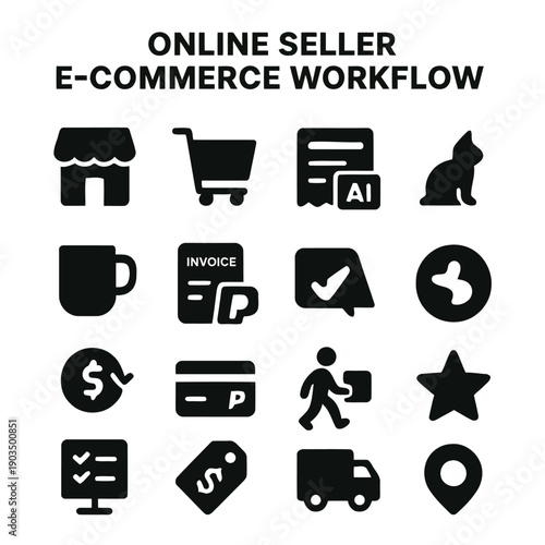 Visualizing the e commerce workflow icons representing online selling logistics and customer engagement high quality