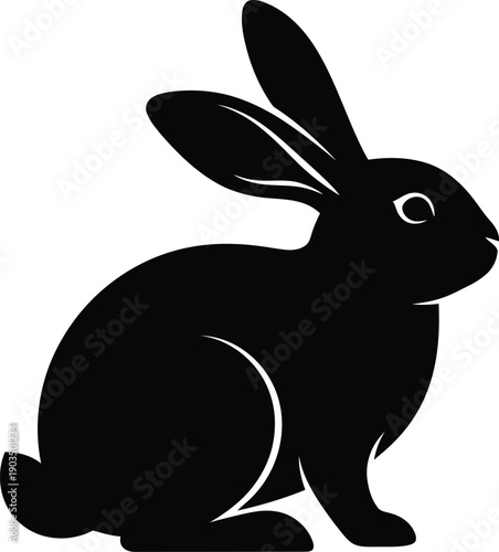Black silhouette of a rabbit with long ears