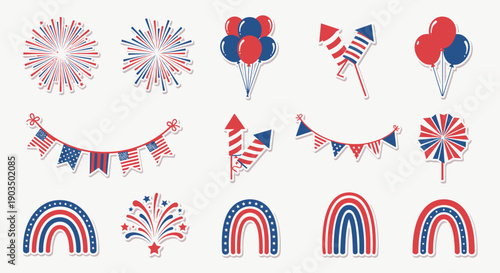 Collection of American Independence Day Celebration Elements.