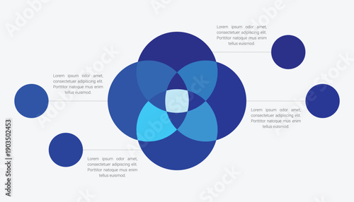 Four Steps Venn Diagram Infographic Template With Overlapping Circles