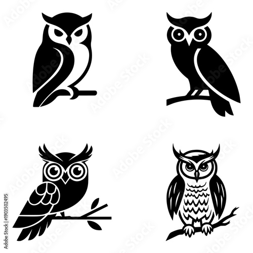 Owl Illustration Icons Set