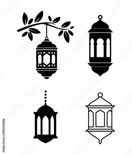 Ramadan Lantern Icons Set