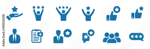 Three star customer experience vector icon, featuring a rating symbol for reviews, feedback systems, and user experience evaluation on apps and websites.