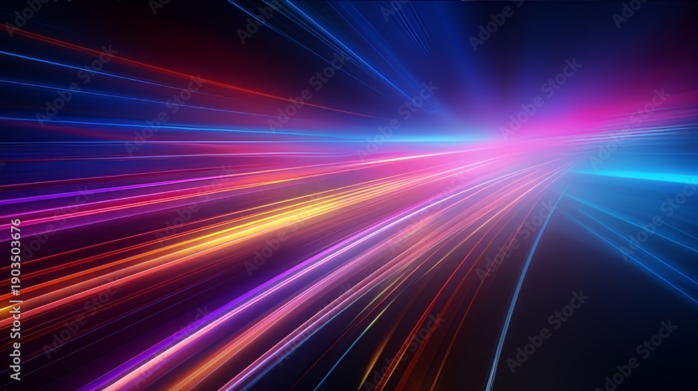 Fototapeta premium Abstract colorful radial light streaks background with speed motion blur effect. Dynamic energy lines for technology, science, or futuristic design concepts.