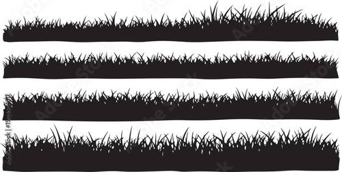 Grass Silhouette Borders for Design and Decoration Elements