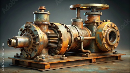 Wallpaper Mural A Weathered Industrial Pump Robust Gears, Rusted Metal, and Vintage Engineering Torontodigital.ca