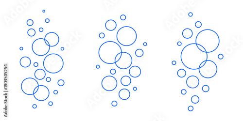 Blue outline soap bubbles. Minimal vector bubble illustration for hygiene and water design