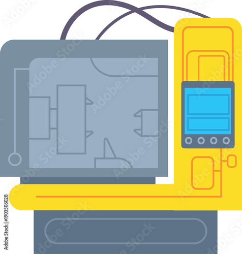 Cnc lathe machine. Metal working instrument color icon