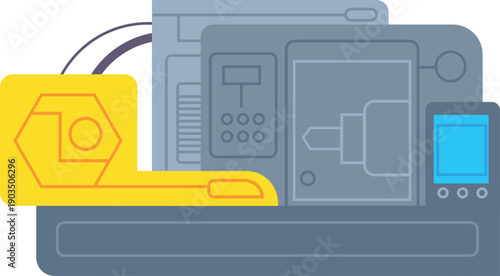 Cnc machine for metal lathe processing color icon