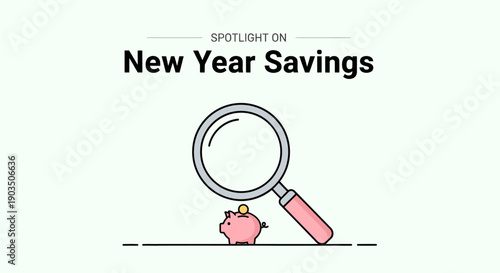 Magnifying Glass Examining Pink Piggy Bank.