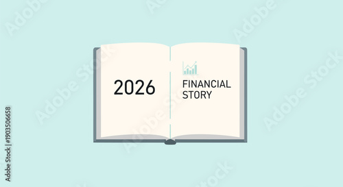 Open book with financial story for 2026.