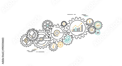 Gears and Cogs Mechanical System Illustration.