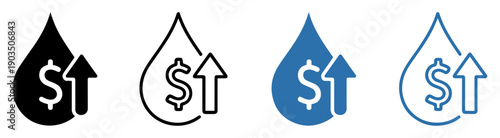 oil price growth vector icon set