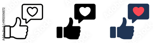 like approval thumb vector icon set