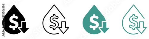 oil price reduction vector icon set