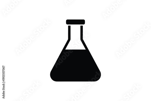 Laboratory flask with liquid symbol