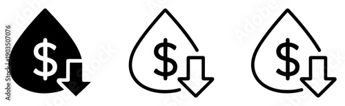 oil price reduction vector icon set