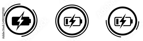 wireless phone charging icon set