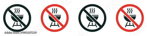 no barbecue grill vector icon set