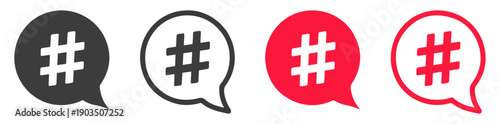 hashtag speech bubble vector icon set