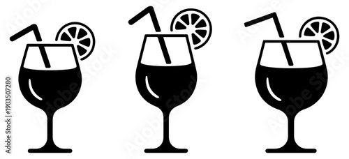 cocktail martini vector icon set