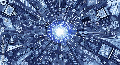 Central Light Surrounded by Various Tech Components.