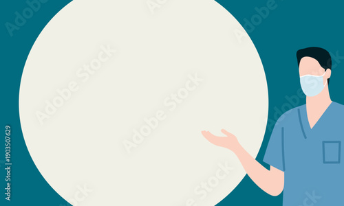 治療方針や医療案内を表現した円形余白の医療人物イラスト