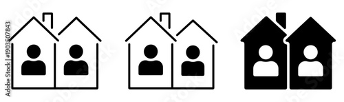 neighbor house community icon set