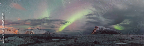 Northern lights - Norway - February arctic night sky with colorful aurora borealis 