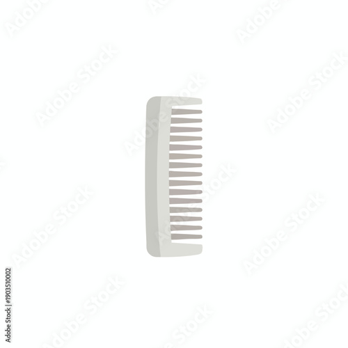 White Hair Comb on White Background