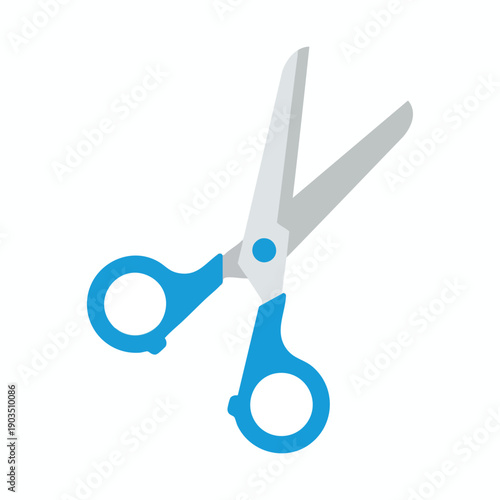 Blue and Silver Scissors on White Background