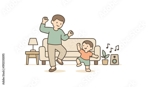 minimal stock vector icon flat clipart muted pastel colors low saturation low contrast simple geometric shapes clean edges consistent proportions minimal facial features parent and toddler