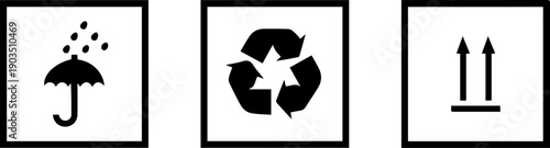 Shipping, Recycling and Care Symbols Icon Set