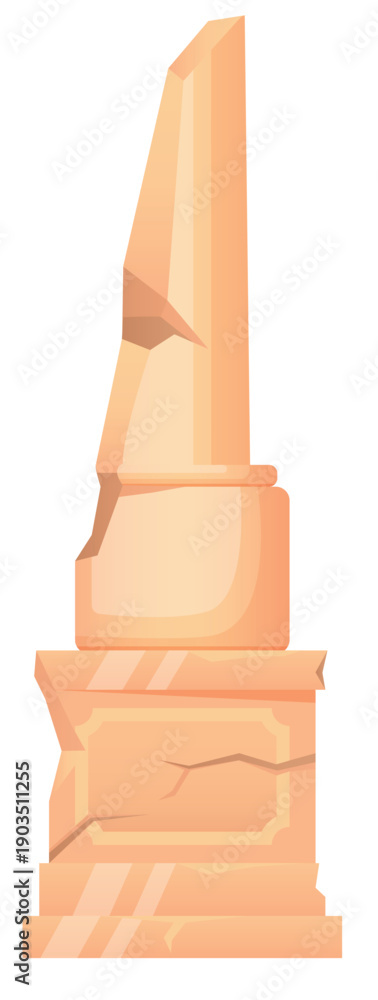 Naklejka premium Broken pillar. Cartoon stone old column cracks