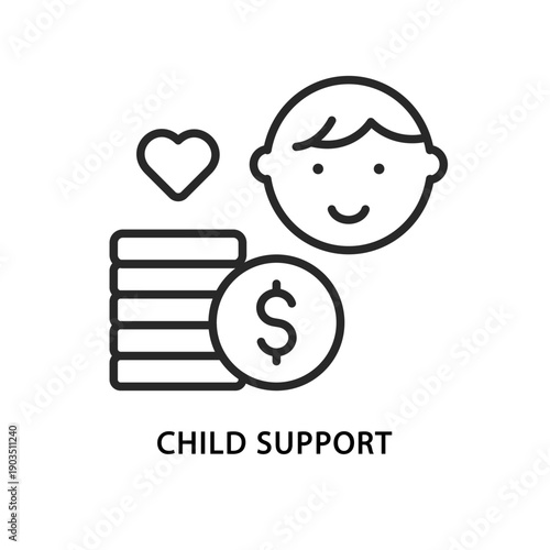Child support line icon. Child benefit and alimony icon, family law and financial support symbol