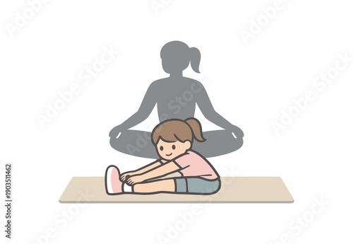 minimal stock vector icon flat clipart muted pastel colors low saturation low contrast simple geometric shapes clean edges consistent proportions minimal facial features little girl