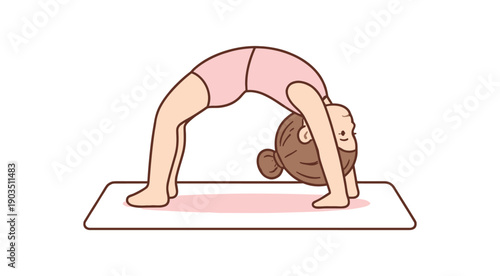 minimal stock vector icon flat clipart muted pastel colors low saturation low contrast simple geometric shapes clean edges consistent proportions minimal facial features girl leotard doing