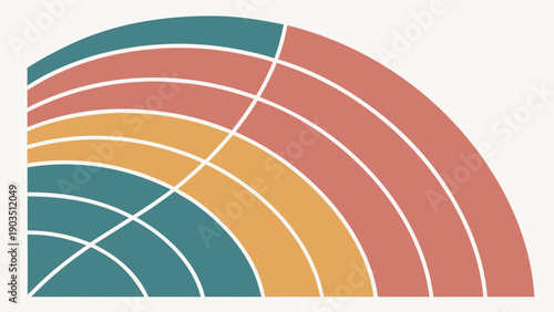 Colorful Rainbow Arcs Graphic with White Lines on White Background