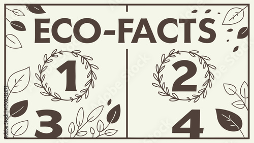 Eco-Facts Infographic Template with Leafy Illustrations and Numbered Sections