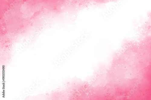 Abstract soft pink watercolor background with space for text. Corner design. Romantic feminine illustration, pink aquarelle backdrop for fashion, banner, ads, website, poster, cover design