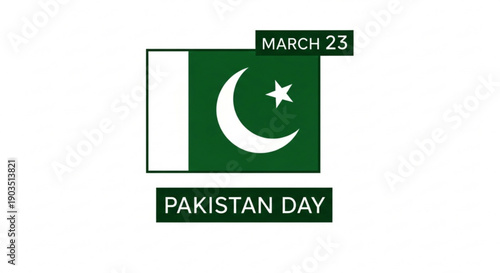 Pakistan day celebration with flag and date march 23rd
