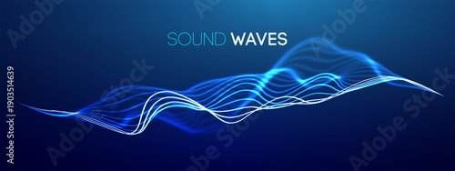 Background sound with voice wave music and soundwave. Tech ai abstract with pattern and background. Sound voice network metaverse event color virtual flow vr graphic futuristic grid 3d shape digital.