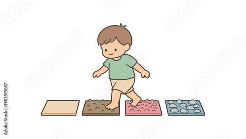 minimal stock vector icon flat clipart muted pastel colors low saturation low contrast simple geometric shapes clean edges consistent proportions minimal facial features toddler walking