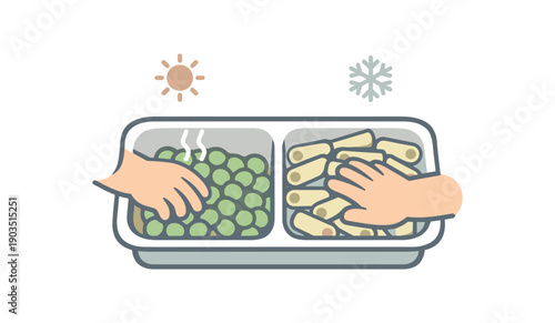 minimal stock vector icon flat clipart muted pastel colors low saturation low contrast simple geometric shapes clean edges consistent proportions minimal facial features tray of warm cooked