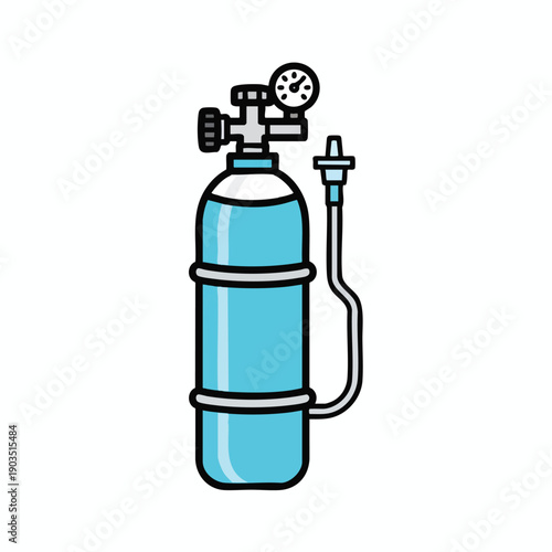 Illustration of a gas cylinder with a regulator