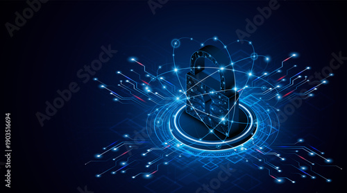 Lock icon. Cyber ​​security and data protection concepts and privacy. Innovative concept of advanced safety technology