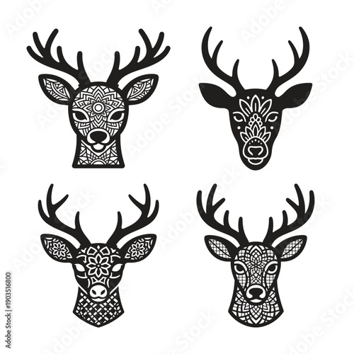 Deer Head Mandala Design Silhouette Vector Illustration Art