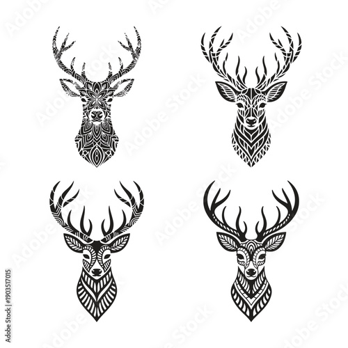 Deer Head Mandala Design Silhouette Vector Illustration Art 