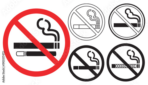 No Smoking And Vaping Allowed Sign set, Vector Print Ready Illustration Prohibition Symbol Safety Warning Anti Smoking Vaping Graphic Icon