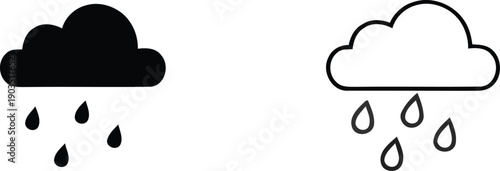 A simple illustration of rain clouds in black and white